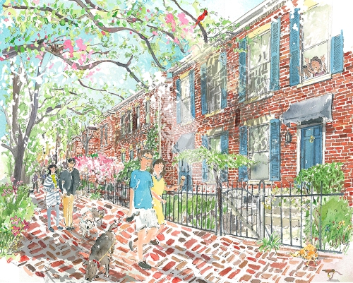 german-village-columbus-cute-illustration