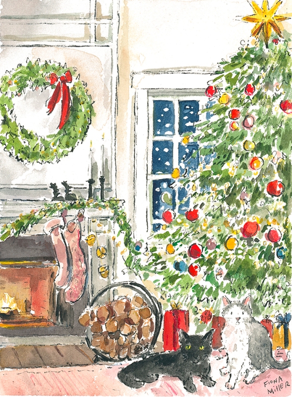 christmas-cats-watercolor-illustration
