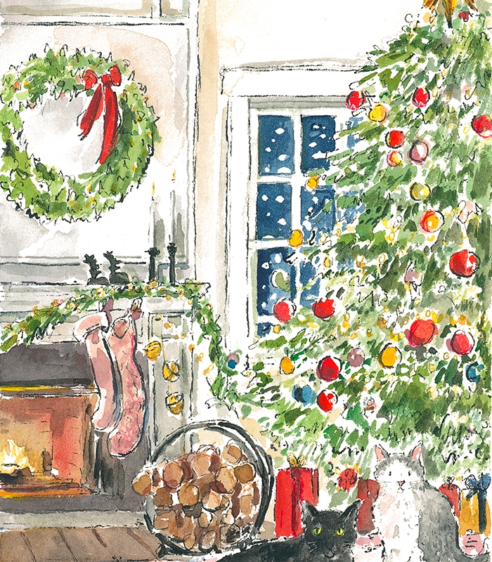 christmas-cats-watercolor-illustration